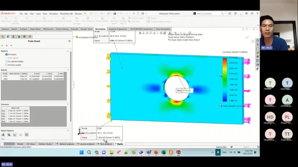 Solidworks static simulation