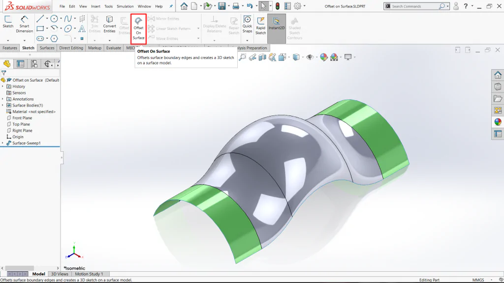 Offset on surface