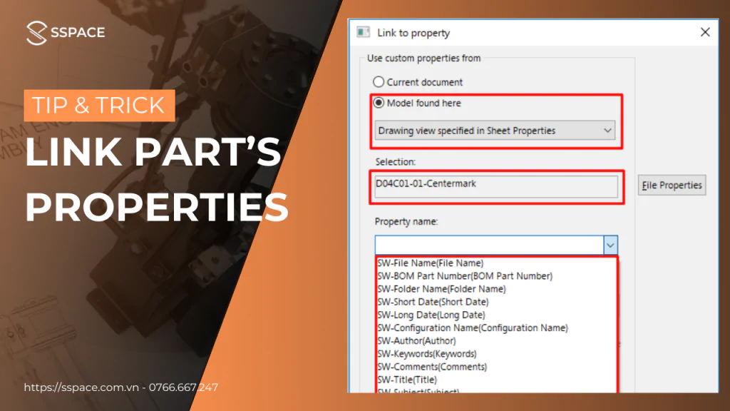 LINK THUỘC TÍNH CỦA FILE 3D NHỜ CÔNG CỤ NOTE TRONG 2D DRAWING