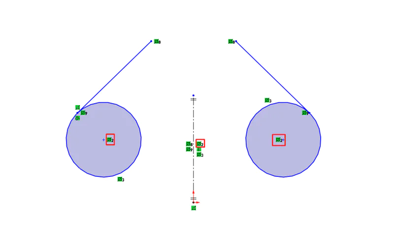 Kết quả của Sketch khi thực hiện Mirror Entities