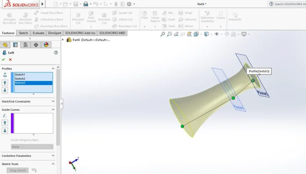 Giao diện SOLIDWORKS khi bắt đầu một file Part mới