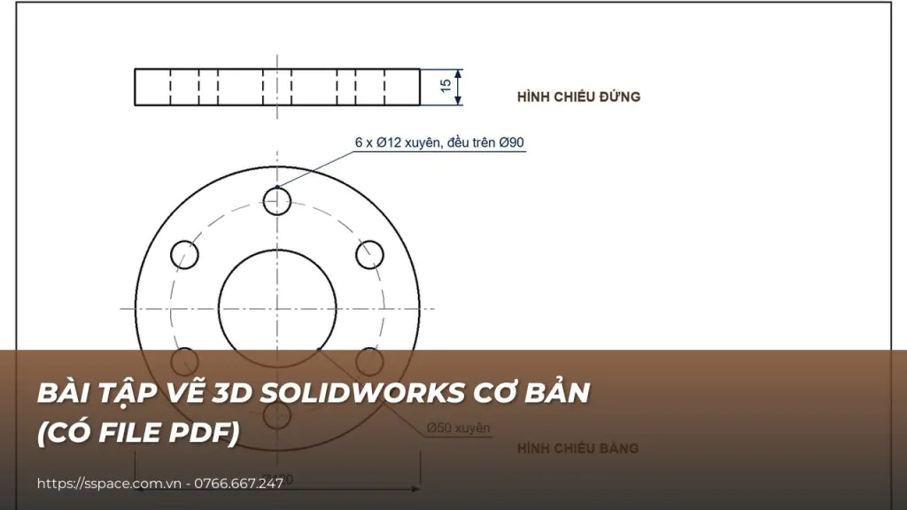 Bài tập vẽ 3D SOLIDWORKS cơ bản có file PDF