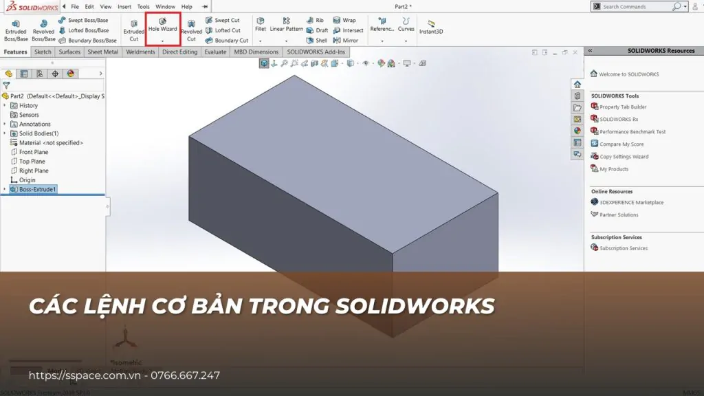 Các lệnh cơ bản trong SOLIDWORKS