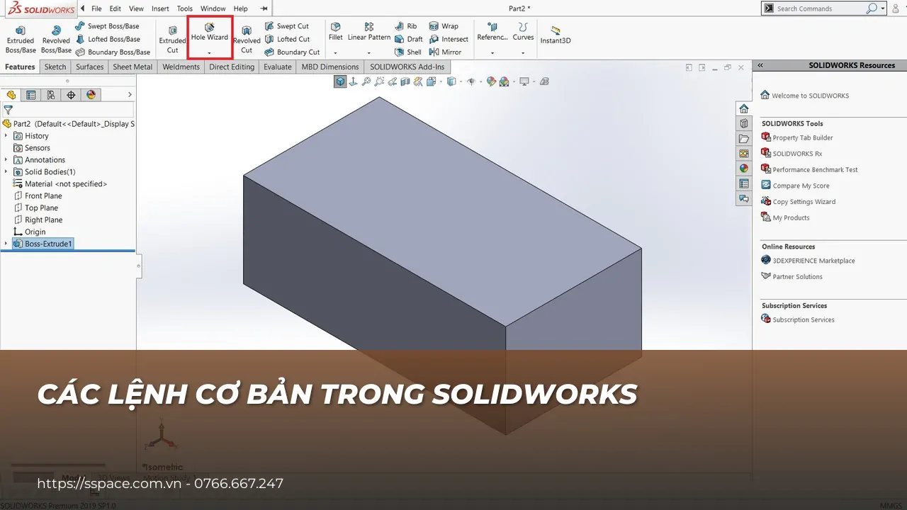 Các lệnh cơ bản trong SOLIDWORKS
