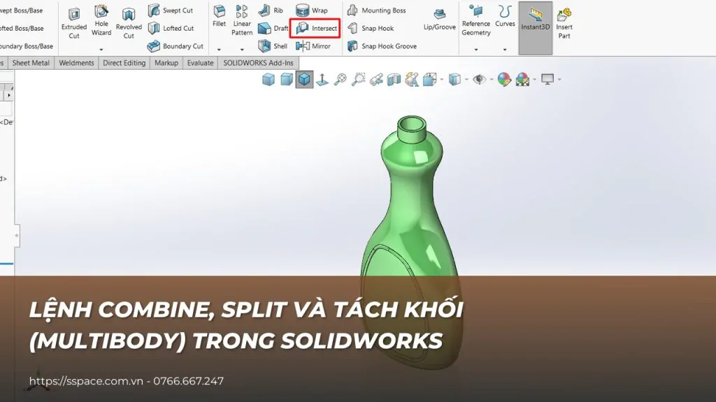 Lệnh Combine, Split và tách khối (multibody) trong SOLIDWORKS