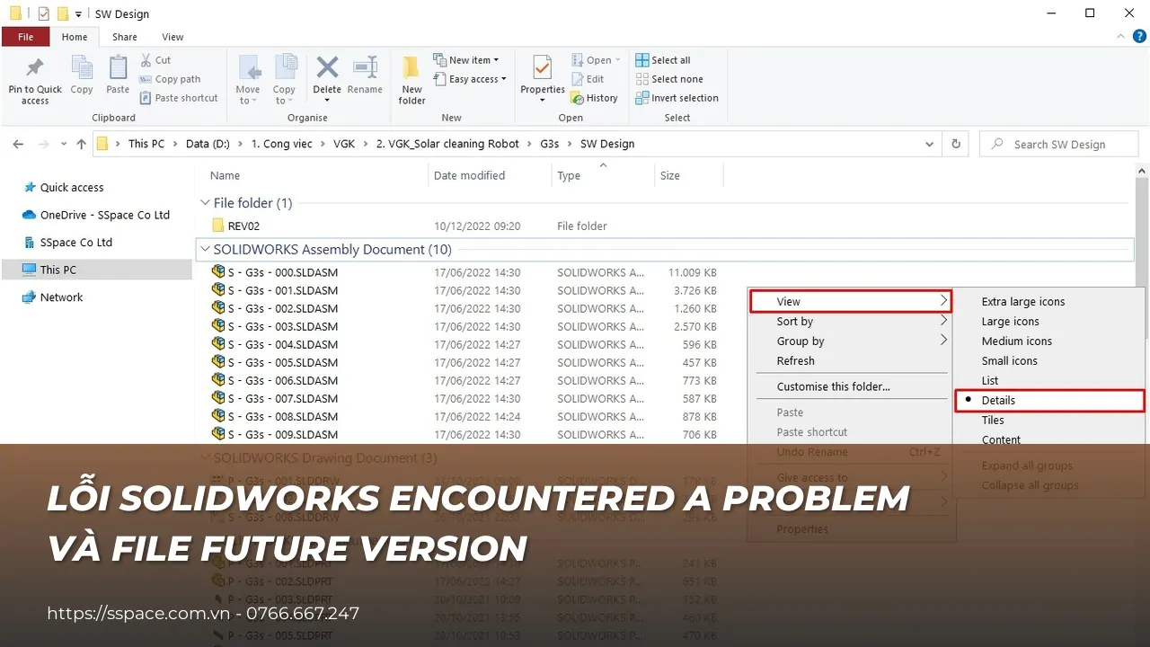 Lỗi “SOLIDWORKS has encountered a problem” và file future version: cách xử lý